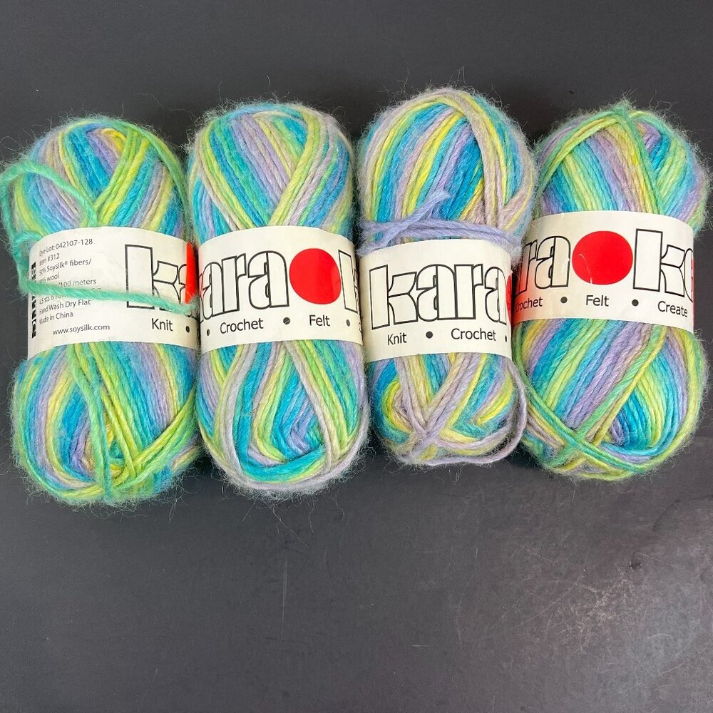 Kara Ke Yarn, 50% silk, 50% wool, 50 gr, 4 skein lot, same dye lot